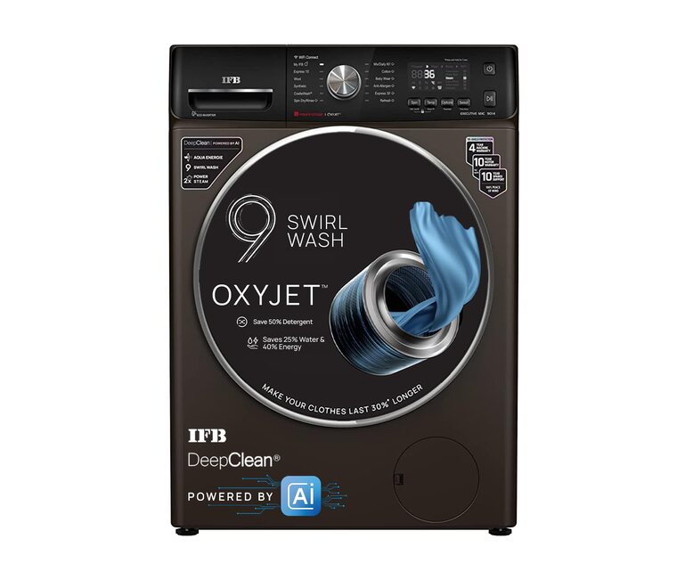 IFB 9 Kg 5 Star AI Eco Inverter Fully Automatic Front Load Washing Machines with Wifi (EXECUTIVE MXC 9014 2023 Model Mocha Oxyjet™ 9 Swirl Wash 4 Years Comprehensive Warranty) (EXECUTIVE MXC 9014)